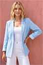 Blue Textured Light Weight Blazer, Image 2 of 5