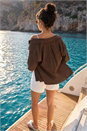 Brown Dusk Textured Button Up Blouse, Image 4 of 5