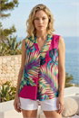 MAGENTA Leaf Print Stretch Vest Top, Image 1 of 4