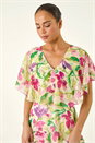 Multi  Petite Floral Print Cape Midi Dress, Image 4 of 5