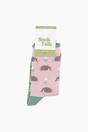 Light Pink Hedgehog Floral Fluffy Bamboo Socks in Pink, Image 4 of 4