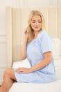 Blue Camille Lingerie Blue Cotton Short Sleeve Polka Dot Nightdress, Image 6 of 6