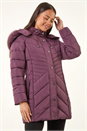 Plum Petite Longline Padded Puffer Coat, Image 4 of 5