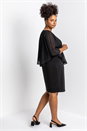 Black Curve Flock Spot Chiffon Overlay Dress, Image 2 of 4