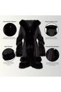 Black Flared Leather Hooded Cape Coat-Mandal, Image 3 of 6