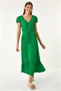 Green Tiered Buttoned Maxi Dress, Image 2 of 5