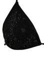 Black WOVCOR Black Micro Pattern Triangle Bikini Set with Tie Side Bottom and Halterneck, Image 3 of 5