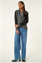 Charcoal Textured Knit Wrap Cardigan, Image 2 of 5