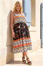 Orange Curve Aztec Print Smock Midi Dress, Image 3 of 4