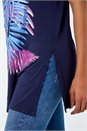 Navy  Foil Leaf Print T-Shirt, Image 5 of 5