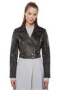 Tortoishell Cropped Brando Leather Biker Jacket, Image 1 of 7