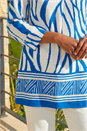 Royal Blue Abstract Print Border Pleat Top, Image 4 of 4
