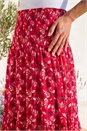 Red Abstract Print Shirred Waist Maxi Skirt , Image 4 of 4