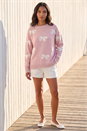 Light Pink Bow Contrast Stitch Knit Jumper, Image 2 of 4