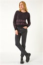 Black Dusk Metallic Fluffy Stripe Knit Jumper, Image 2 of 5