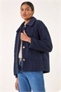 Navy  Collared Borg Fleece Jacket, Image 1 of 5