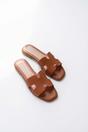 Tan iKrush Tan Aria Womens H-Strap Flat Slide Sandals, Image 2 of 8