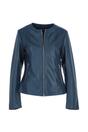 Navy Ashwood Leather Navy 'Corina' Collarless Casual Leather Jacket, Image 2 of 5