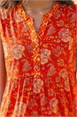 Orange Floral Print Contrast Swing Dress , Image 4 of 4