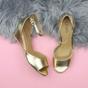 Gold AJVANI Gold Mid Wedge Heel Ankle Strap Sandals, Image 4 of 6