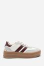 Grey 'Brisa' Platform Lace Up Trainers with Side Stripes, Image 2 of 8