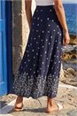 Navy  Floral Border Print Stretch Skirt, Image 3 of 4