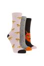 Blush 3 Pack Ladies Jacquard Novelty Cotton Socks, Image 1 of 3