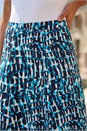 Turquoise Geo Print A-Line Stretch Skirt, Image 4 of 4
