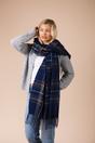 Navy Tartan Woven with Tassels in Navy, Image 5 of 5