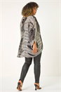 Black Curve Mono Wave Print Woven Top, Image 3 of 5