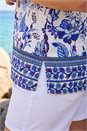 Blue Floral Mono Border Print Vest, Image 4 of 4
