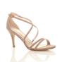 Natural AJVANI Natural High Heel Crossed Straps Buckle Strappy Sandals, Image 1 of 6
