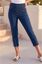 Indigo Petite Elastic Waist Crop Denim Jegging, Image 1 of 4