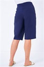 Navy  Curve Knee Length Stretch Shorts, Image 3 of 4