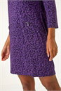 Purple Leaf Print Zip Pocket Detail Dress, Image 5 of 5