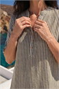 KHAKI Classic Stripe Button Front Top, Image 4 of 4