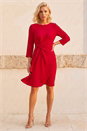 Red Petite Tie Waist Front Dress , Image 1 of 4