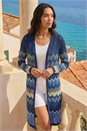 Blue Wave Chevron Longline Knit Cardigan , Image 2 of 5