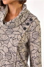 Grey Floral Print Cowl Neck Top, Image 5 of 5