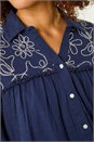 Navy  Embroidered Yoke Shirt, Image 5 of 5
