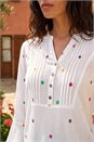 Ivory  Floral Embroidered Buttoned Top, Image 4 of 4