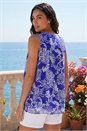 Blue Floral Sequin Vest Top, Image 2 of 4