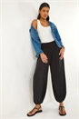 Black Ruched Waist Harem Trousers, Image 1 of 5