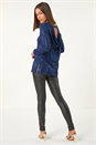 Navy  Sparkly Cowl Back Tunic Top , Image 3 of 5