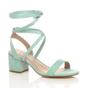 Mint Mid Block Heel Tie Up Sandals, Image 1 of 6