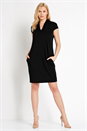 Black V Neck Cocoon Dress, Image 3 of 5