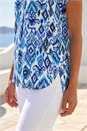 Blue Ikat Print Stretch Top, Image 4 of 4