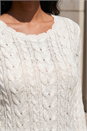 Ivory  Scallop Trim Cable Knit Jumper, Image 4 of 4