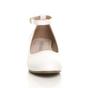 White AJVANI White Low Block Heel Ankle Strap Court Shoes, Image 6 of 6