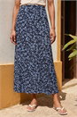 Black Flower Print Jersey Stretch Skirt, Image 1 of 4